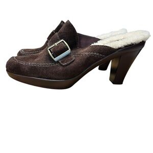 UGG Isabella Brown Suede Sheepskin Lined Clogs/Mules - Size 6